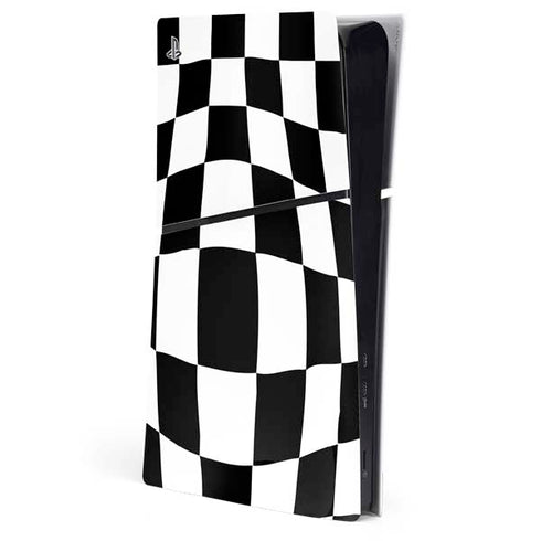 Black and White Zoomed Checkerboard PS5 Slim Digital Edition Console Skin
