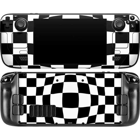 Black and White Zoomed Checkerboard Steam Deck Handheld Gaming Computer OLED Skin