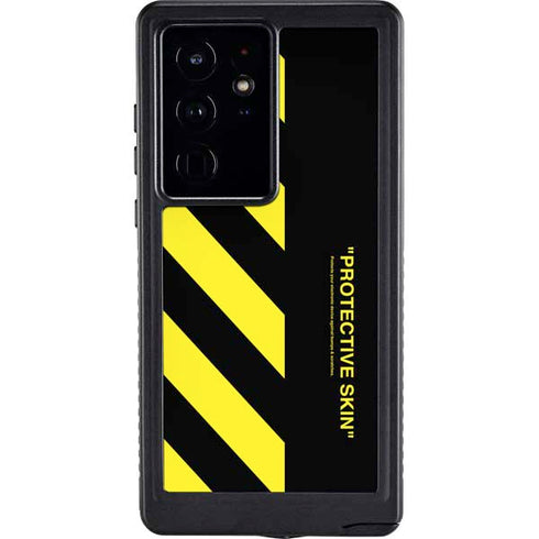 Black and Yellow Stripes Galaxy S24 Ultra Waterproof Case