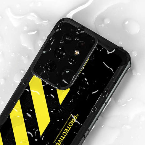 Black and Yellow Stripes Galaxy S24 Ultra Waterproof Case