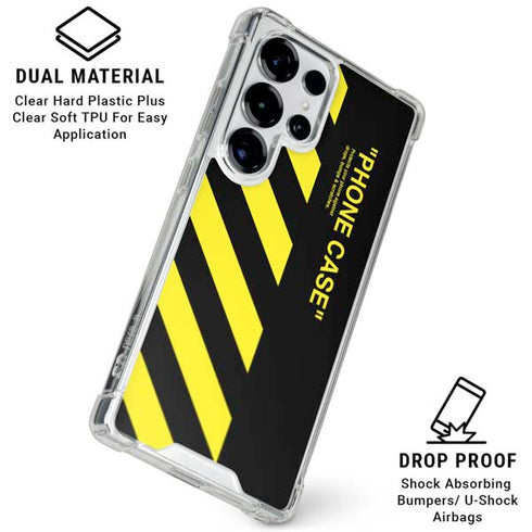 Black and Yellow Stripes Galaxy S25 Ultra Clear Case