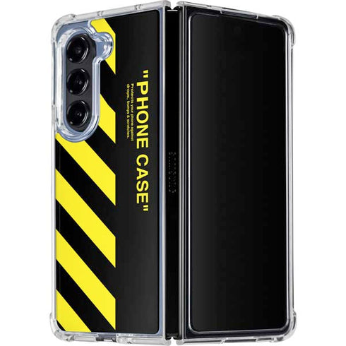 Black and Yellow Stripes Galaxy Z Fold5 5G Clear Case