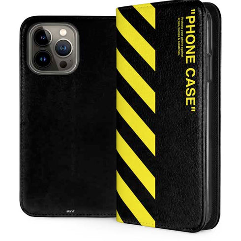 Black and Yellow Stripes iPhone 13 Pro Max Folio Case