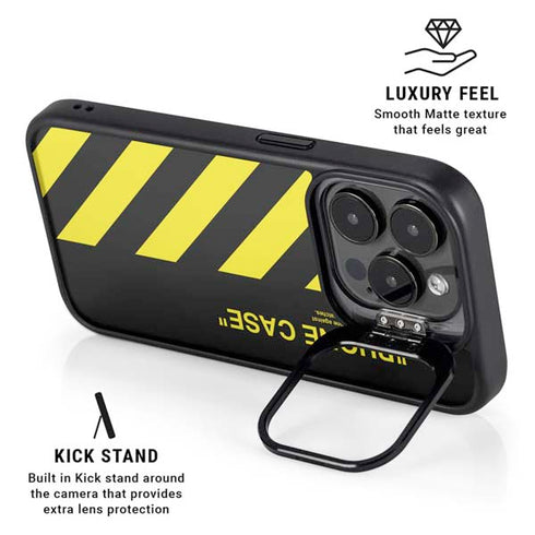 Black and Yellow Stripes iPhone 14 Pro Kickstand Case