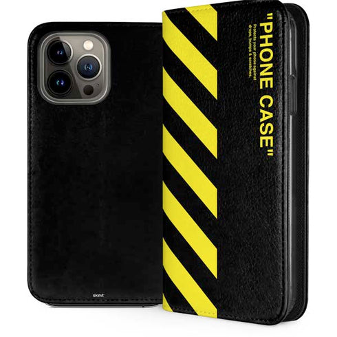 Black and Yellow Stripes iPhone 14 Pro Max Folio Case