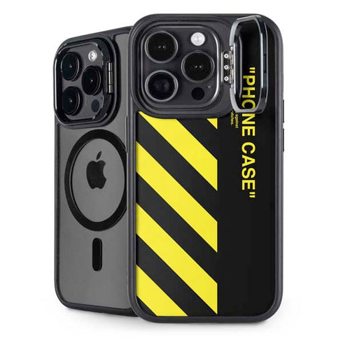 Black and Yellow Stripes iPhone 14 Pro Max Kickstand Case