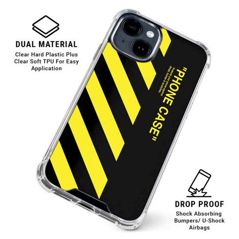 Black and Yellow Stripes iPhone 15 Clear Case