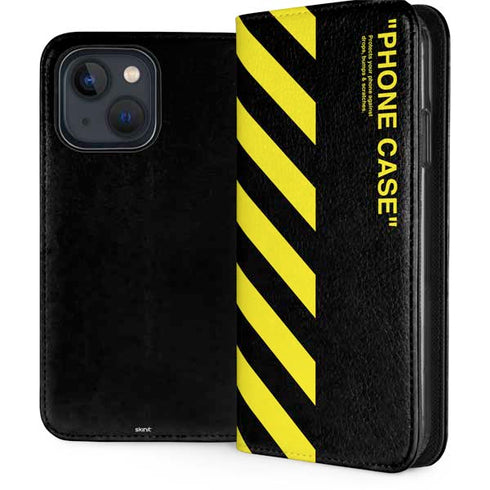 Black and Yellow Stripes iPhone 15 Plus Folio Case