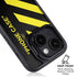 Black and Yellow Stripes iPhone 15 Plus Kickstand Case