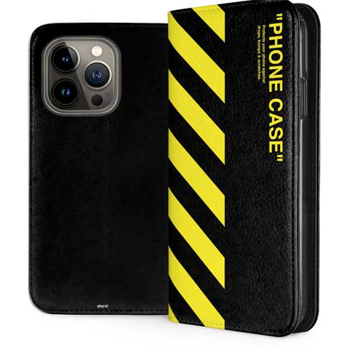 Black and Yellow Stripes iPhone 15 Pro Folio Case