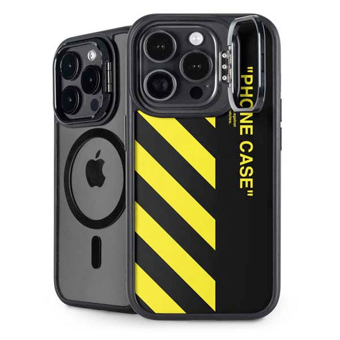 Black and Yellow Stripes iPhone 15 Pro Kickstand Case
