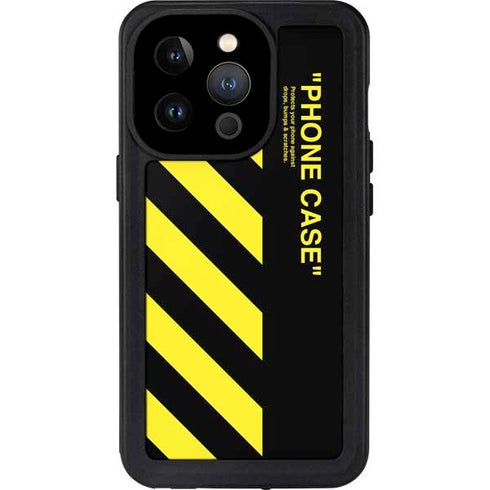Black and Yellow Stripes iPhone 15 Pro Waterproof Case