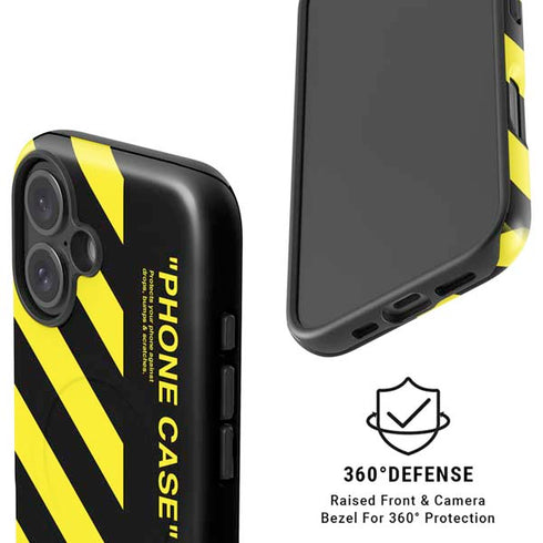 Black and Yellow Stripes iPhone 16 Magsafe Impact Case