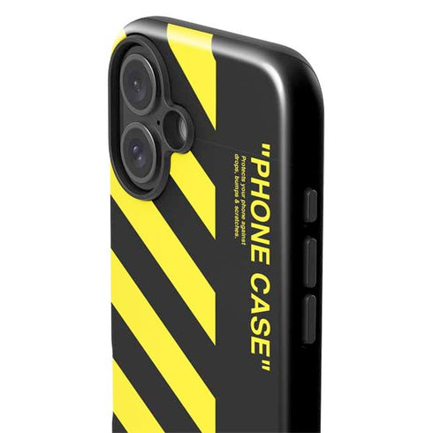 Black and Yellow Stripes iPhone 16 Plus Impact Case