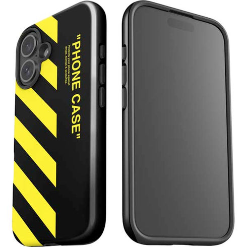 Black and Yellow Stripes iPhone 16 Plus Impact Case