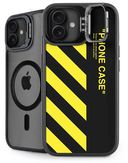 Black and Yellow Stripes iPhone 16 Plus Kickstand Case