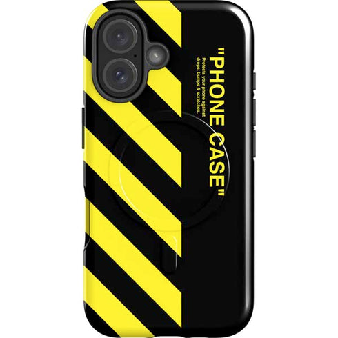 Black and Yellow Stripes iPhone 16 Plus Magsafe Impact Case