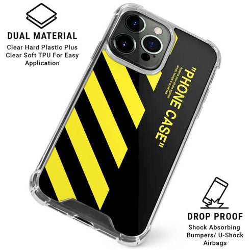 Black and Yellow Stripes iPhone 16 Pro Max Clear Case