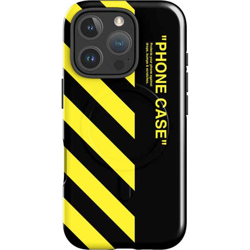 Black and Yellow Stripes iPhone 16 Pro Max Magsafe Impact Case