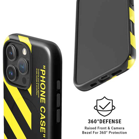 Black and Yellow Stripes iPhone 16 Pro Max Magsafe Impact Case