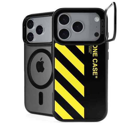 Black and Yellow Stripes iPhone 18 Pro Kickstand Case