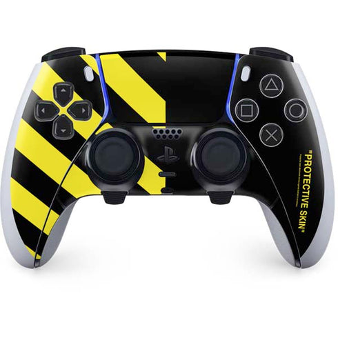 Black and Yellow Stripes PS5 DualSense Edge Pro Controller Skin