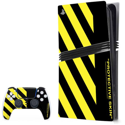 Black and Yellow Stripes PS5 Pro Bundle Skin