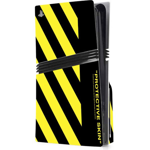 Black and Yellow Stripes PS5 Pro Disk Console Skin