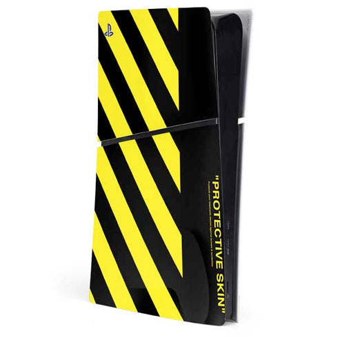 Black and Yellow Stripes PS5 Slim Digital Edition Console Skin