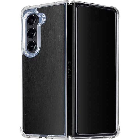 Specialty Vinyl Black Brushed Steel Texture Galaxy Z Fold5 5G Clear Case