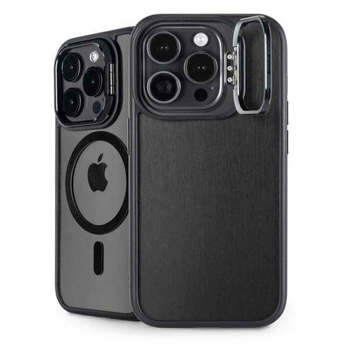 Black Brushed Steel Texture iPhone 13 Pro Max Kickstand Case