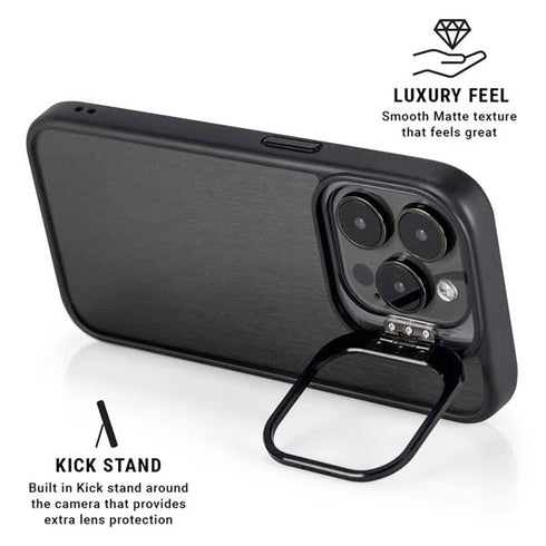 Black Brushed Steel Texture iPhone 13 Pro Max Kickstand Case