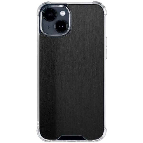 Specialty Vinyl Black Brushed Steel Texture iPhone 15 Clear Case