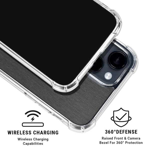 Specialty Vinyl Black Brushed Steel Texture iPhone 15 Clear Case