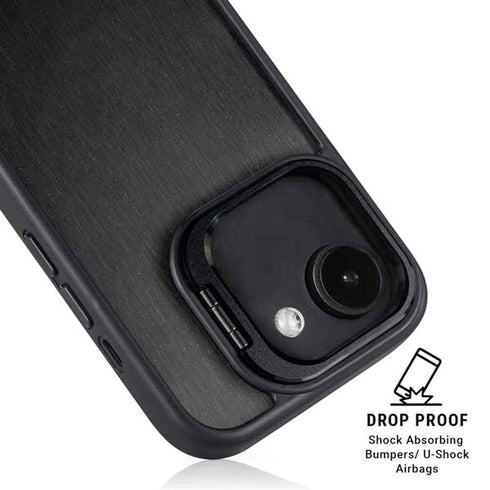 Black Brushed Steel Texture iPhone 16e Kickstand Case