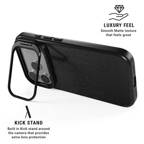 Black Brushed Steel Texture iPhone 17 Pro Kickstand Case