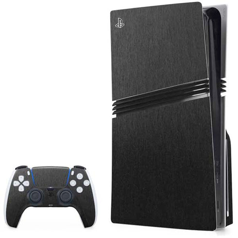 Black Brushed Steel Texture PS5 Pro Disk Bundle Skin