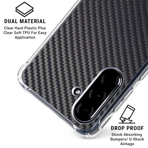 Black Carbon Fiber Specialty Texture Material Galaxy A36 5G Clear Case