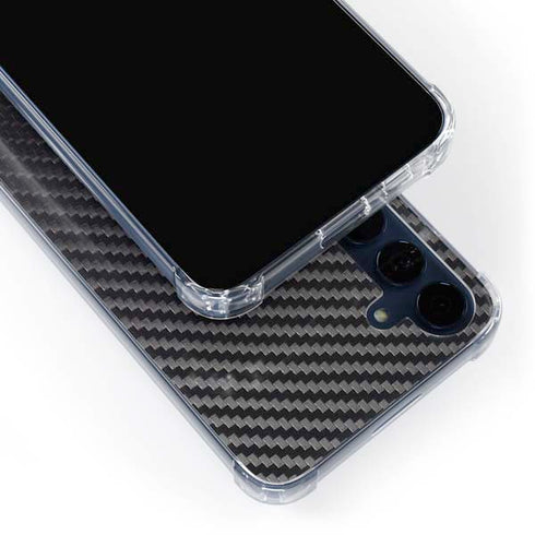 Black Carbon Fiber Specialty Texture Material Galaxy A55 5G Clear Case