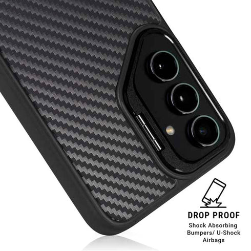 Black Carbon Fiber Specialty Texture Material Galaxy S25 Kickstand Case