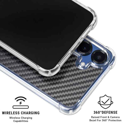 Black Carbon Fiber Specialty Texture Material Galaxy S25 FE Clear Case
