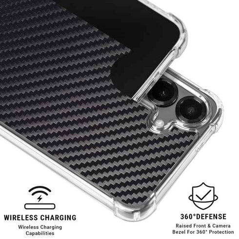 Black Carbon Fiber Specialty Texture Material Galaxy S26 Clear Case