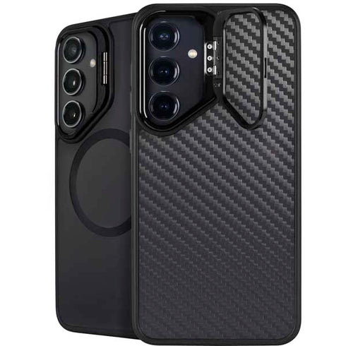 Black Carbon Fiber Specialty Texture Material Galaxy S26 Kickstand Case