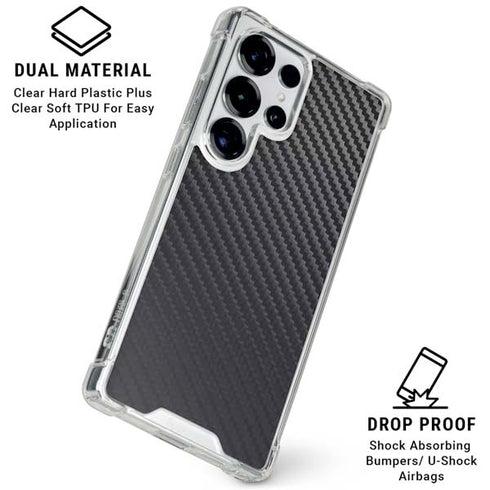 Black Carbon Fiber Specialty Texture Material Galaxy S26 Ultra Clear Case