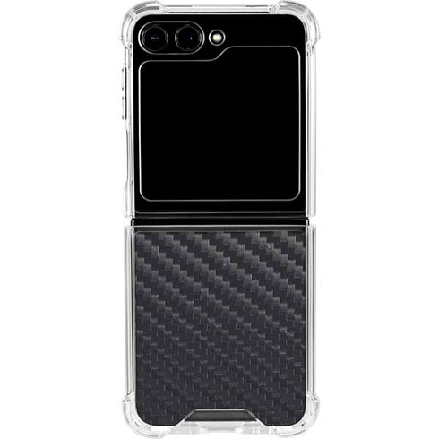 Black Carbon Fiber Specialty Texture Material Galaxy Z Flip6 Clear Case