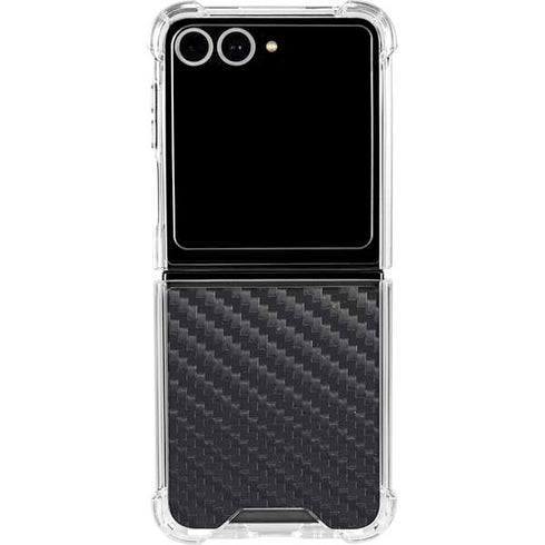 Black Carbon Fiber Specialty Texture Material Galaxy Z Flip7 Clear Case