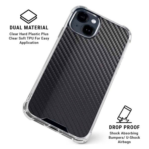 Black Carbon Fiber Specialty Texture Material iPhone 15 Clear Case