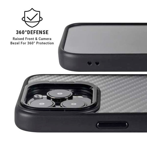 Black Carbon Fiber Specialty Texture Material iPhone 15 Pro Max Kickstand Case