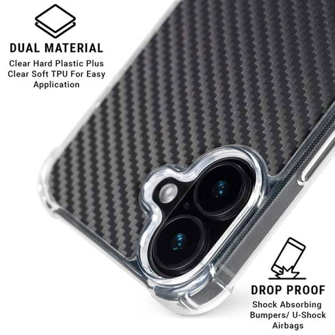 Black Carbon Fiber Specialty Texture Material iPhone 16 Clear Case