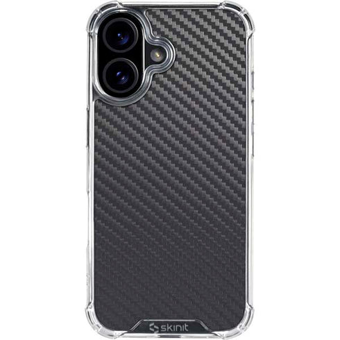 Black Carbon Fiber Specialty Texture Material iPhone 16 Plus Clear Case